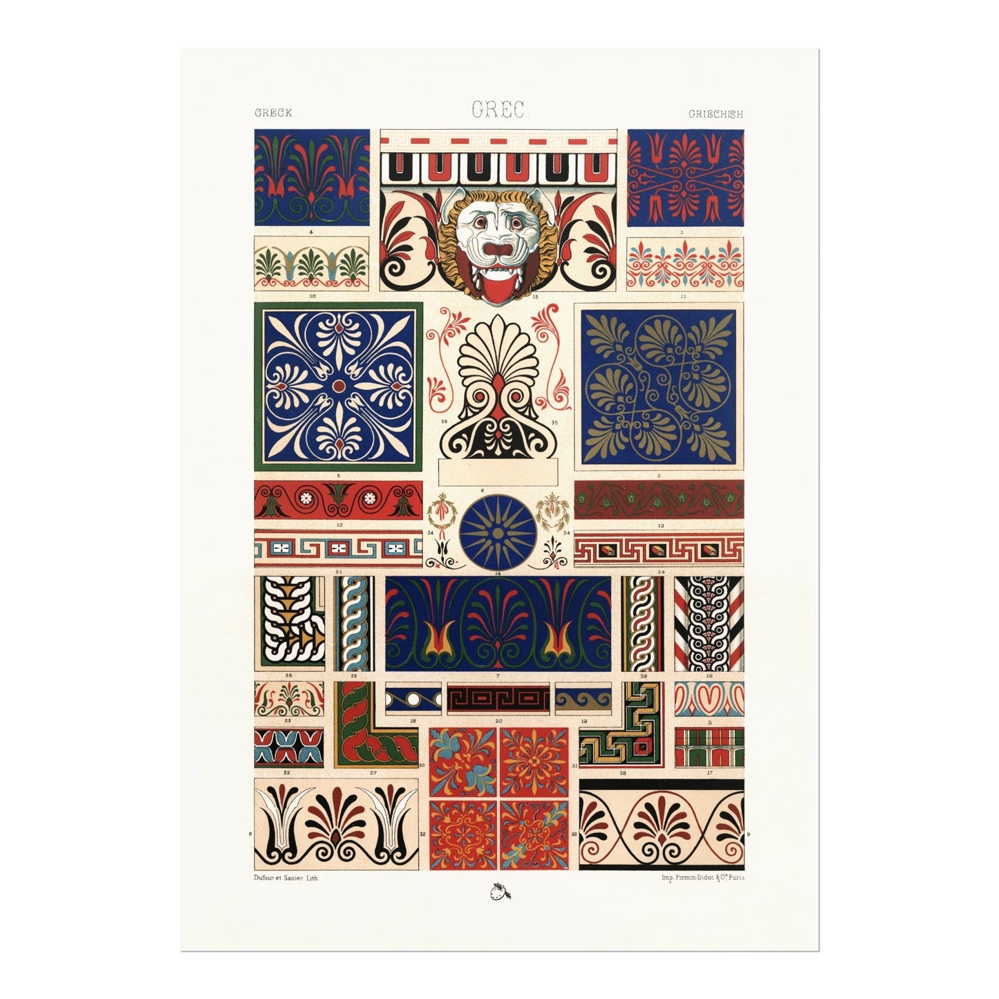 ALBERT RACINET - Greek Pattern from 'L'ornement Polychrome' - Pathos Studio - Art Prints