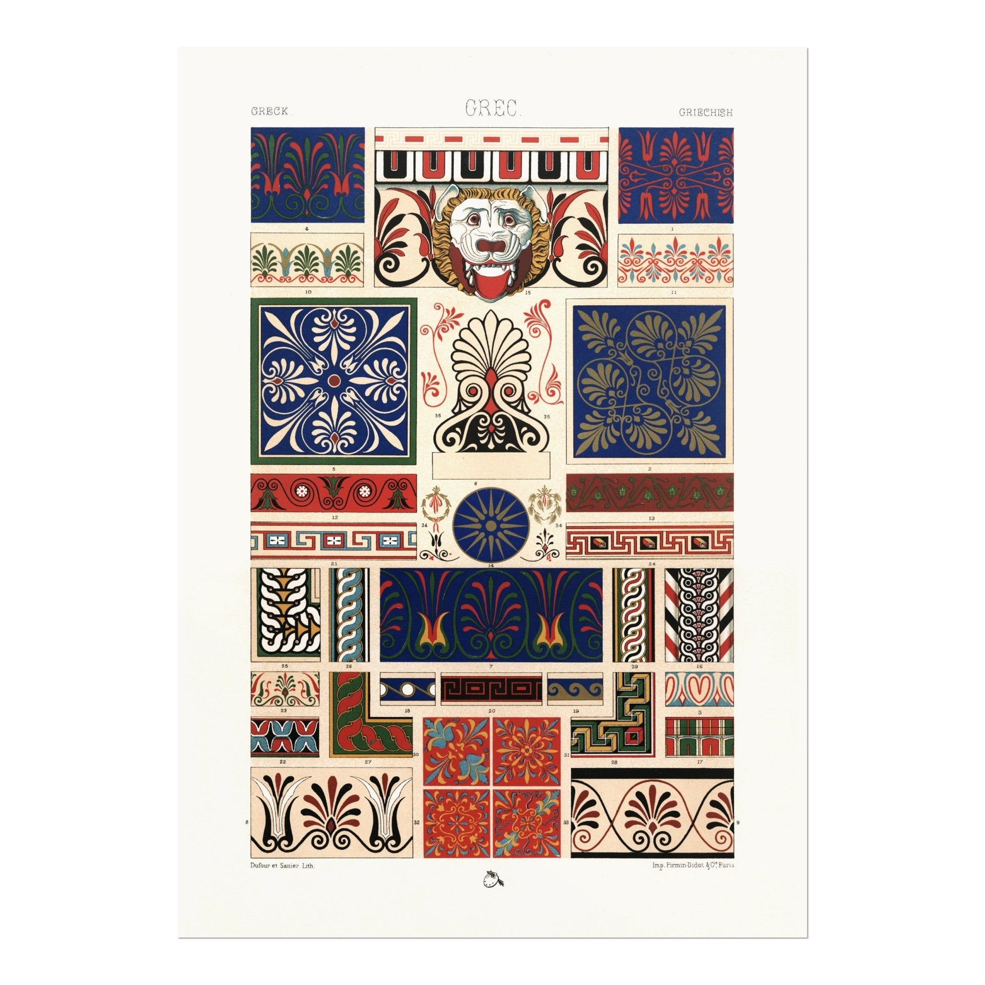 ALBERT RACINET - Greek Pattern from 'L'ornement Polychrome' - Pathos Studio - Art Prints