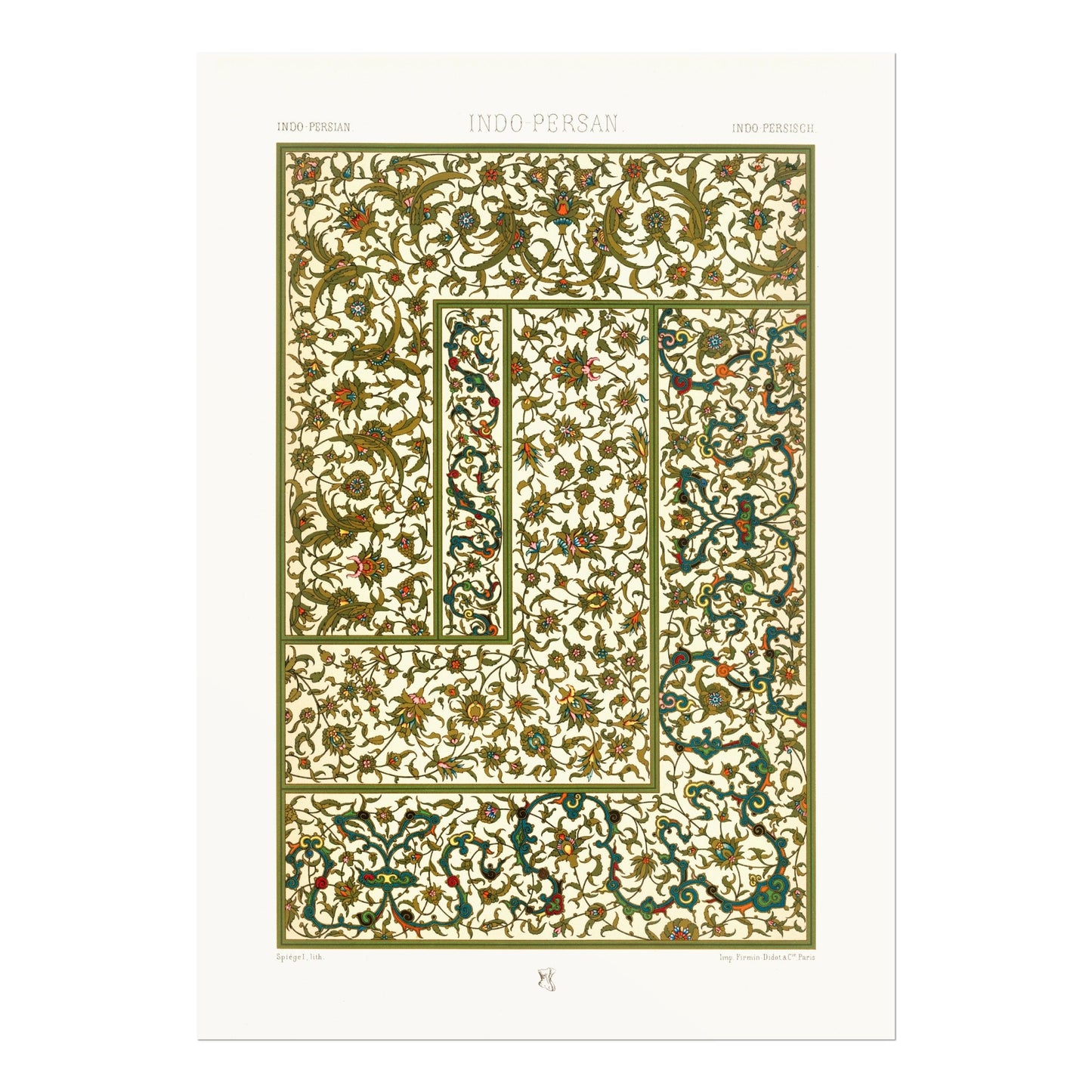 ALBERT RACINET - Indo Persian Pattern from 'L'ornement Polychrome' - Pathos Studio - Art Prints