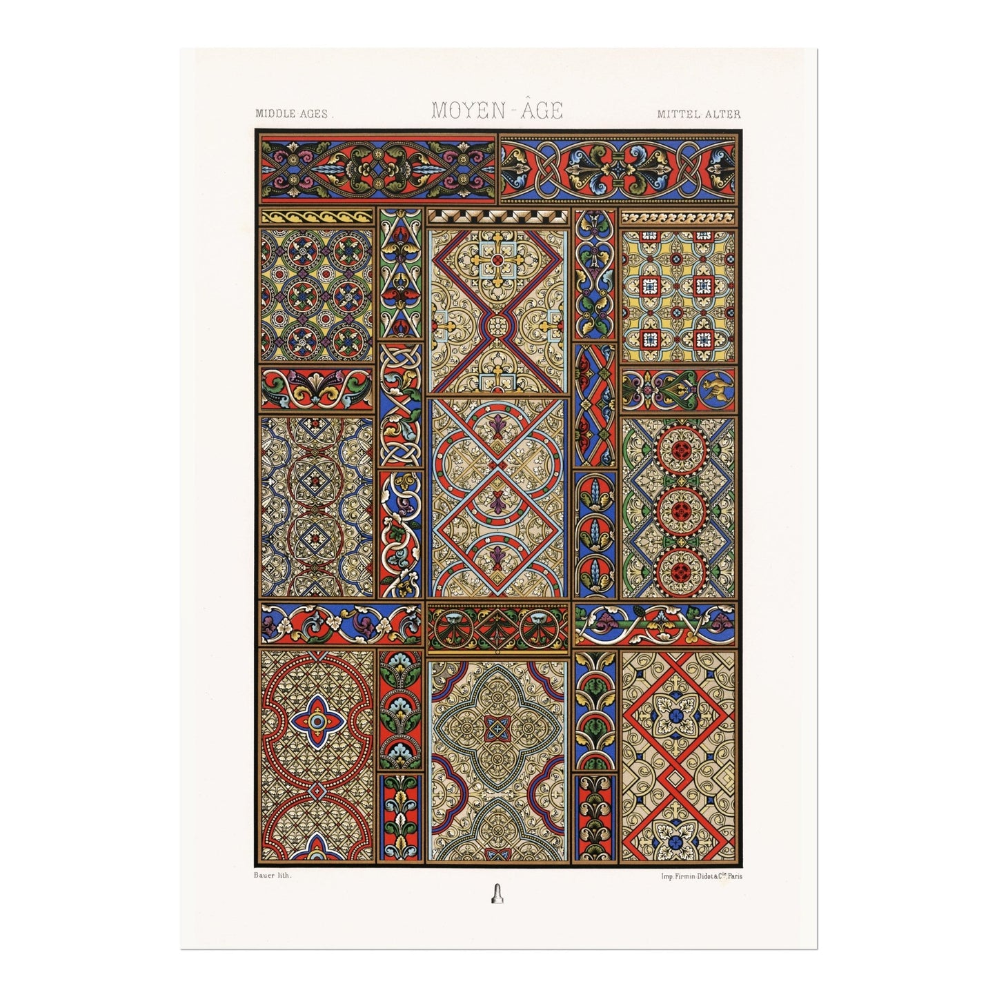 ALBERT RACINET - Middle Ages Pattern from 'L'ornement Polychrome' - Pathos Studio - Art Prints