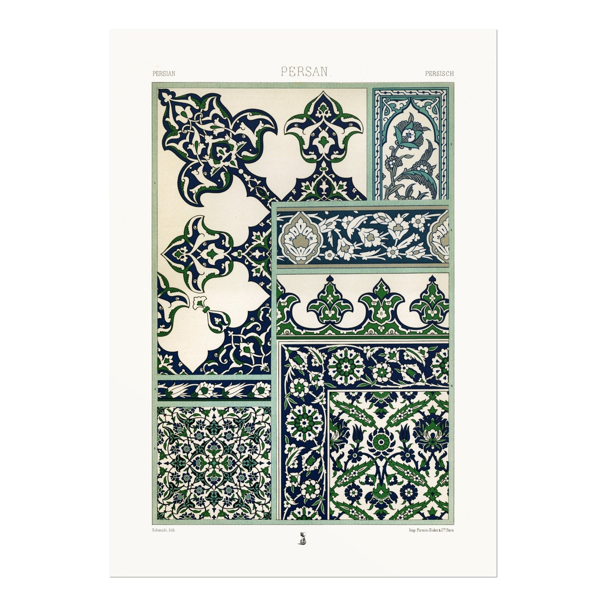 ALBERT RACINET - Persian Pattern from 'L'ornement Polychrome' - Pathos Studio - Art Prints