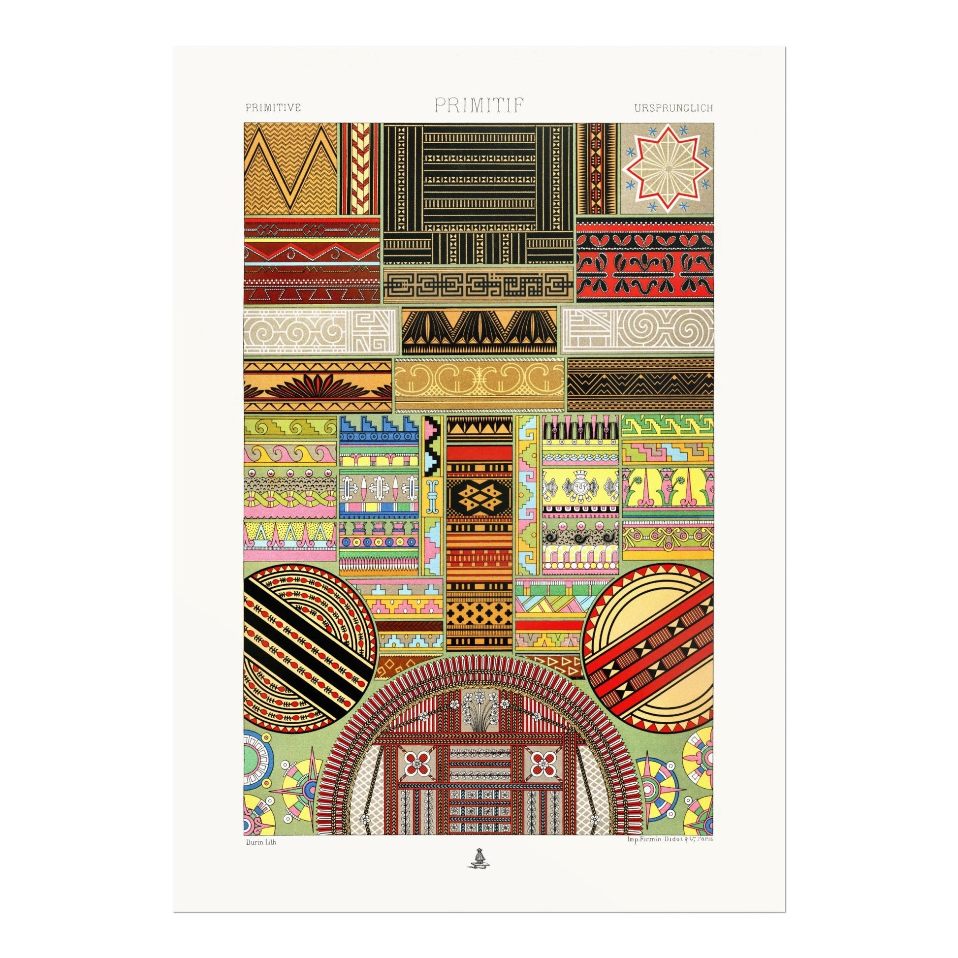 ALBERT RACINET - Primitive Pattern from 'L'ornement Polychrome' - Pathos Studio - Art Prints