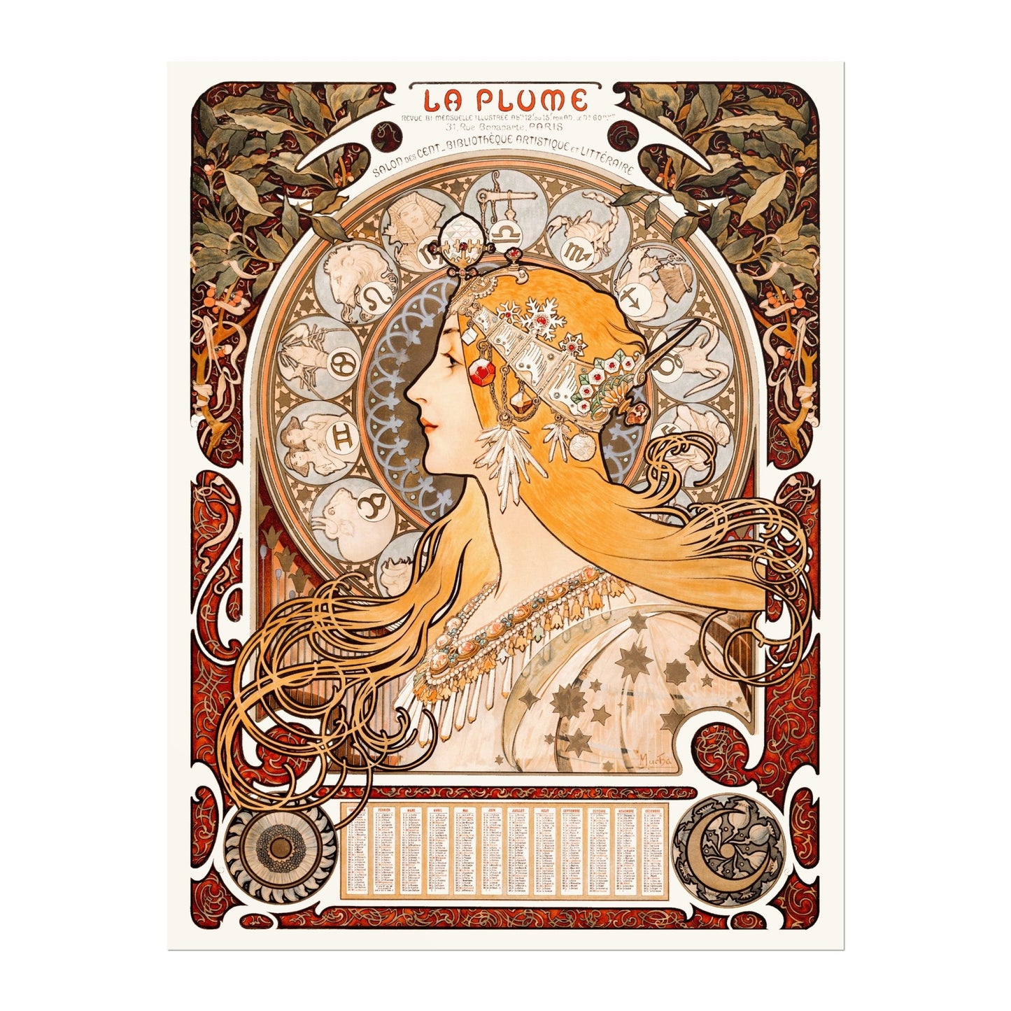 ALPHONSE MUCHA - La Plume (Zodiaque) - Pathos Studio - Art Prints