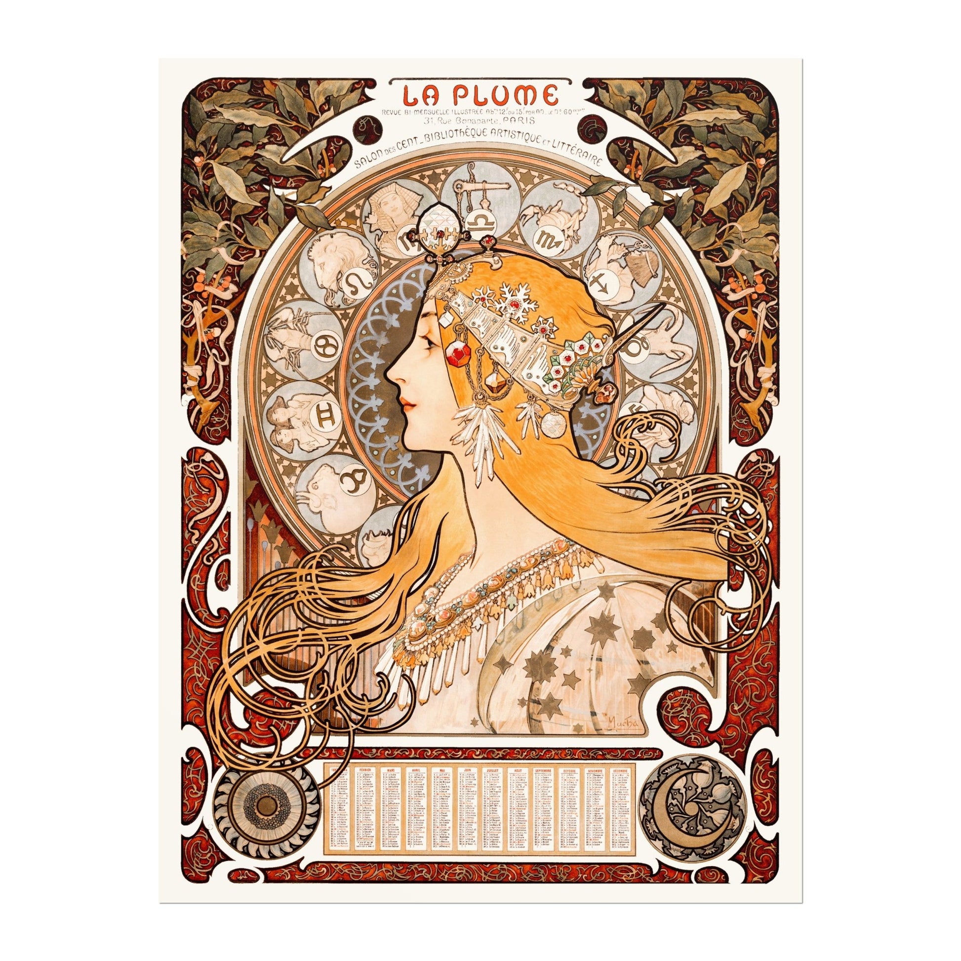 ALPHONSE MUCHA - La Plume (Zodiaque) - Pathos Studio - Art Prints