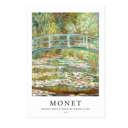 Brücke über einen Seerosenteich (Poster-Stil)