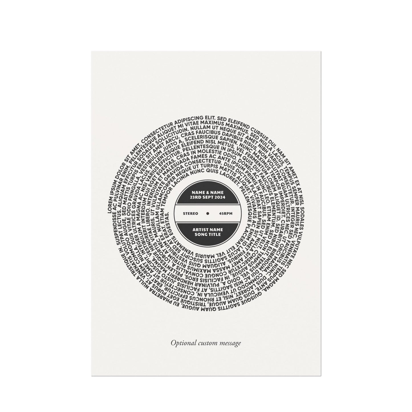 Custom Vinyl Song Lyrics Print - Pathos Studio - Art Prints