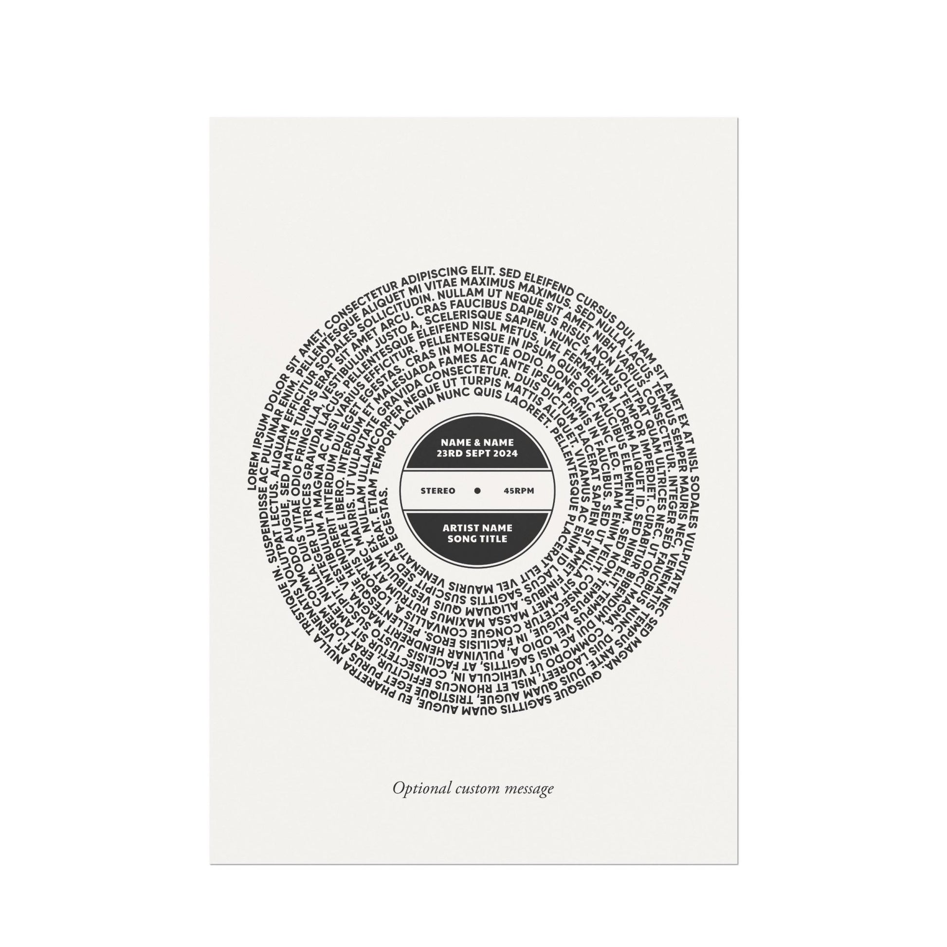 Custom Vinyl Song Lyrics Print - Pathos Studio - Art Prints