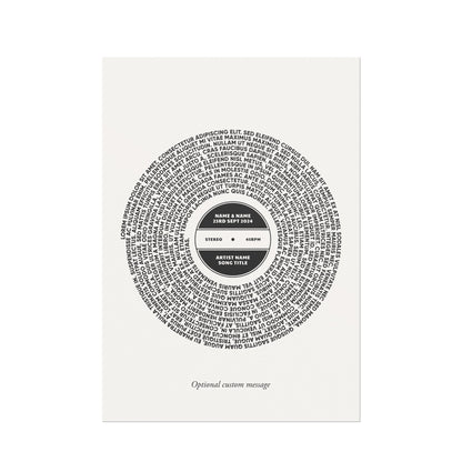 Custom Vinyl Song Lyrics Print - Pathos Studio - Art Prints