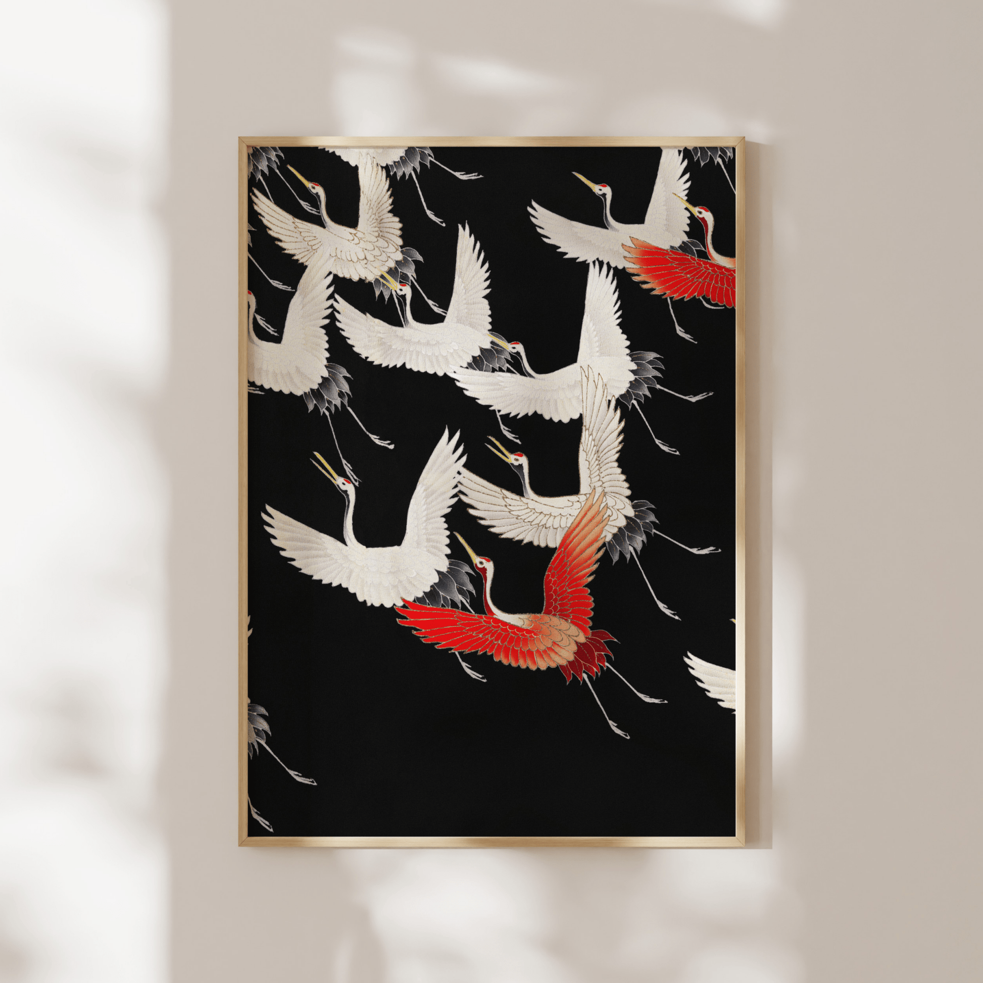 Furisode with a Myriad of Flying Cranes (Japanese Silk Kimono Art) - Pathos Studio - Art Prints