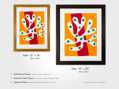 Henri Matisse - White Alga on Orange and Red Background | Art Prints | Pathos Studio