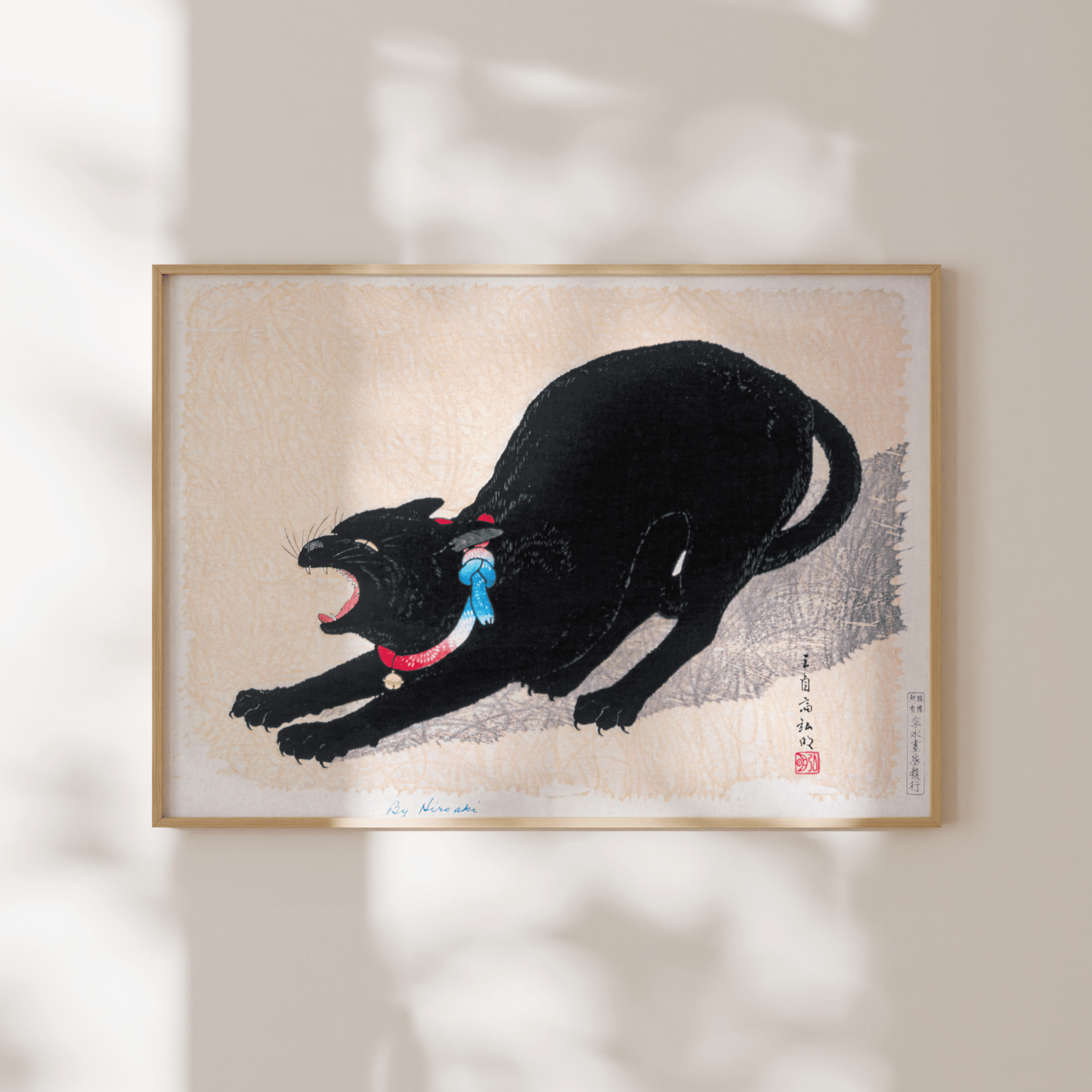 HIROAKI TAKAHASHI - Black Cat Hissing - Pathos Studio - Art Prints