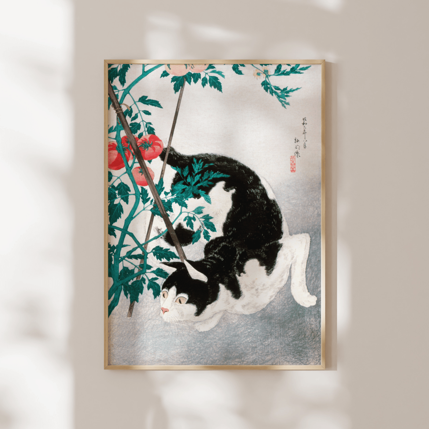 HIROAKI TAKAHASHI - Cat with Tomato Plant - Pathos Studio - Art Prints