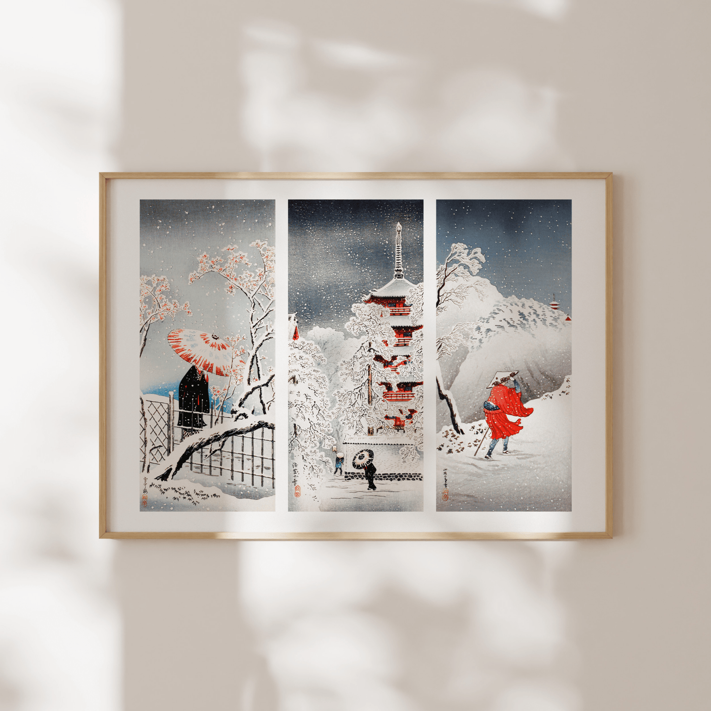 HIROAKI TAKAHASHI - Plum Tree in Snow / Snow at Asakusa / Snowy Evening - Pathos Studio - Art Prints