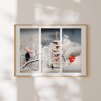 HIROAKI TAKAHASHI - Plum Tree in Snow / Snow at Asakusa / Snowy Evening - Pathos Studio - Art Prints
