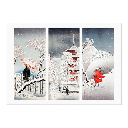 Prunier sous la neige / Neige à Asakusa / Soirée enneigée