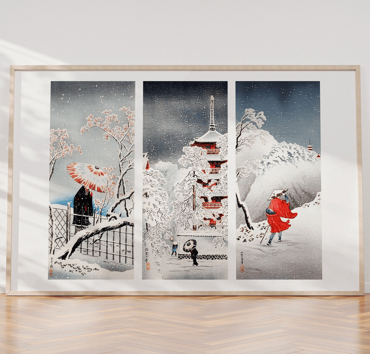 HIROAKI TAKAHASHI - Plum Tree in Snow / Snow at Asakusa / Snowy Evening - Pathos Studio - Art Prints
