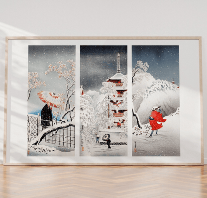 HIROAKI TAKAHASHI - Plum Tree in Snow / Snow at Asakusa / Snowy Evening - Pathos Studio - Art Prints