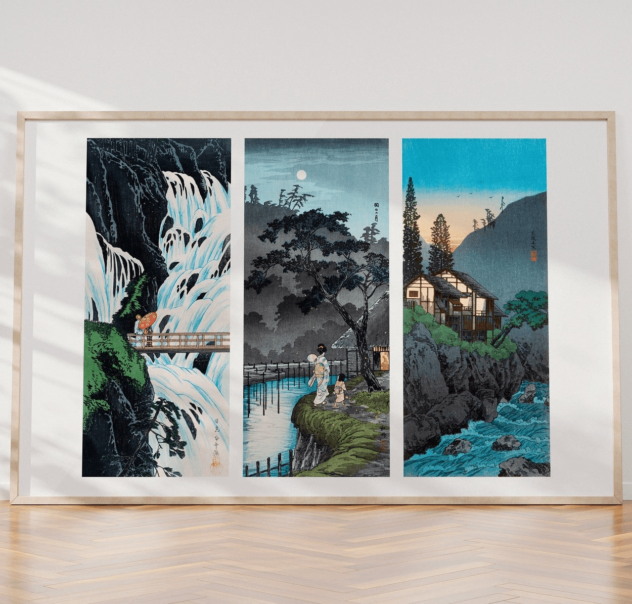 HIROAKI TAKAHASHI - Shiragumo Waterfall / Moon at Sekiguchi / Hakone - Pathos Studio - Art Prints
