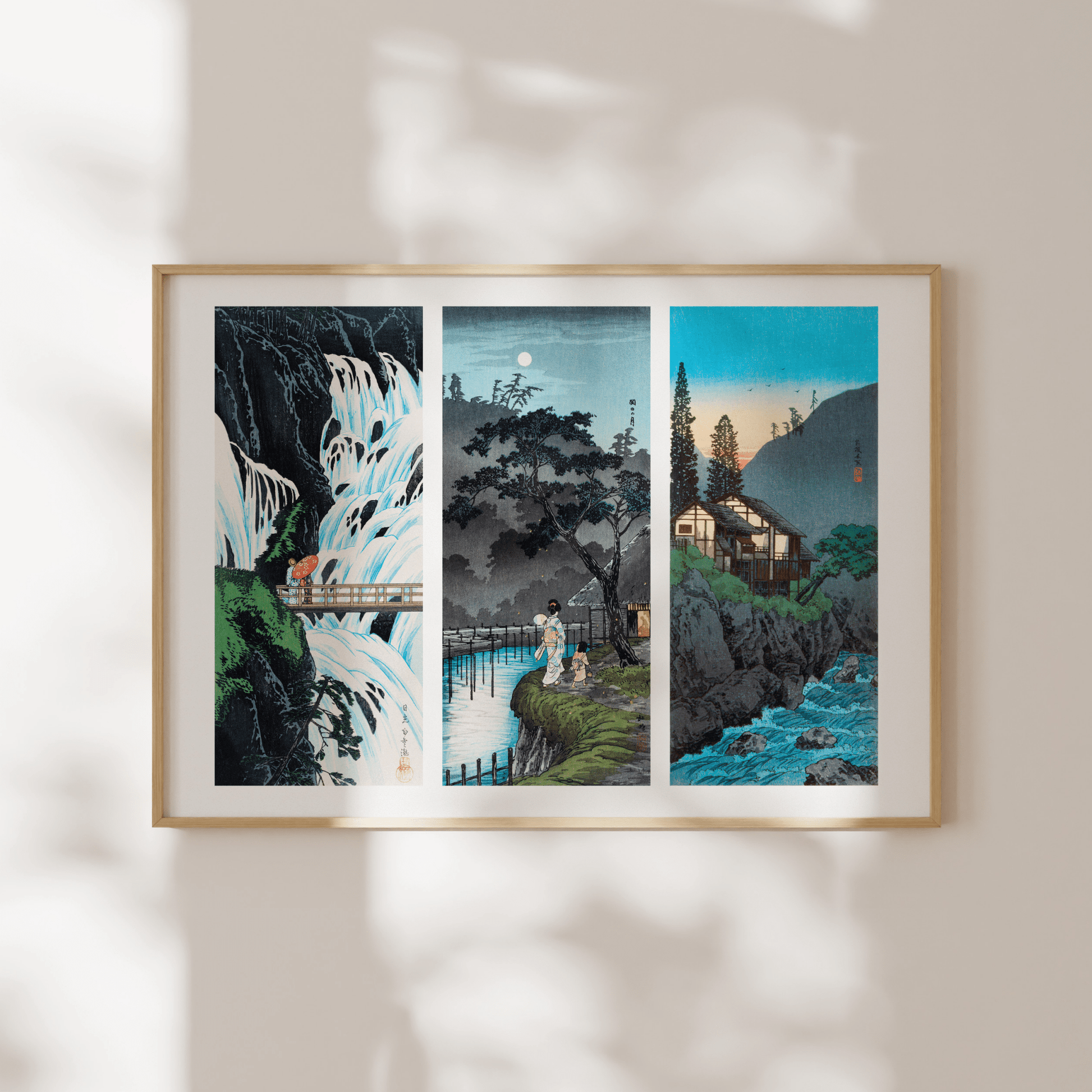 HIROAKI TAKAHASHI - Shiragumo Waterfall / Moon at Sekiguchi / Hakone - Pathos Studio - Art Prints