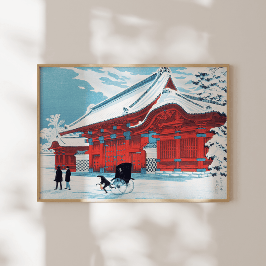 HIROAKI TAKAHASHI - The Red Gate of Hongo in Snow - Pathos Studio - Art Prints