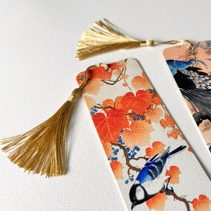 Two Peacocks & Great Tit Japanese Bookmark Set