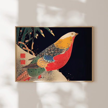 ITŌ JAKUCHŪ - Golden Pheasant in the Snow - Pathos Studio - Art Prints