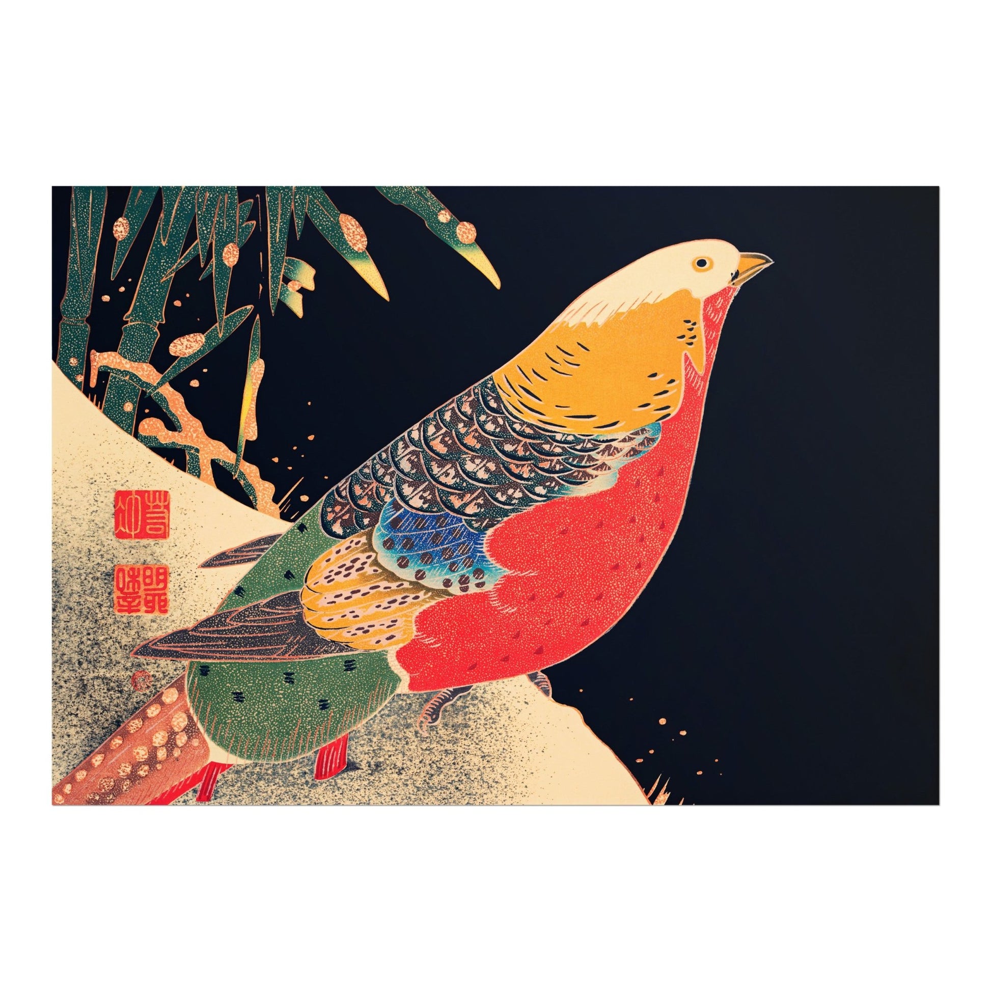 ITŌ JAKUCHŪ - Golden Pheasant in the Snow - Pathos Studio - Art Prints