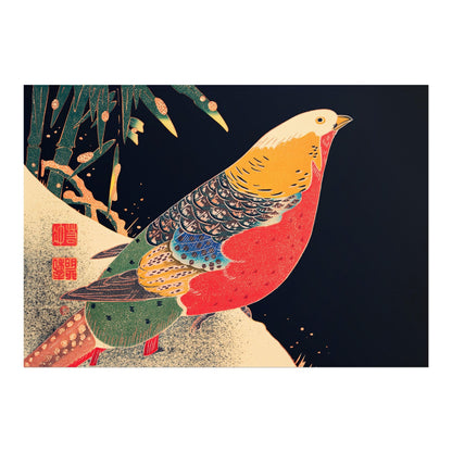 ITŌ JAKUCHŪ - Golden Pheasant in the Snow - Pathos Studio - Art Prints