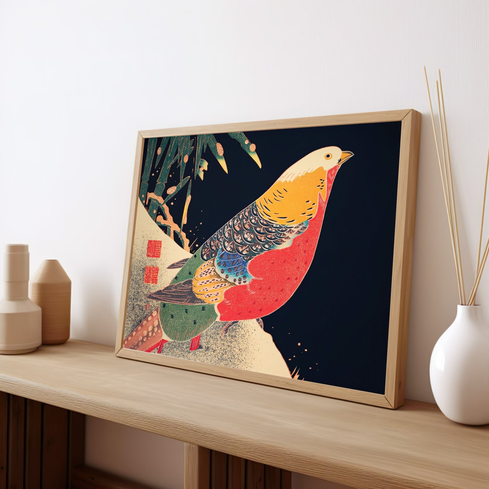 ITŌ JAKUCHŪ - Golden Pheasant in the Snow - Pathos Studio - Art Prints