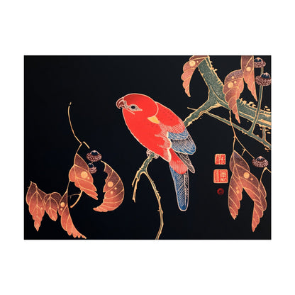 ITO JAKUCHU - Red Parrot on the Branch of a Tree - Pathos Studio - Art Prints