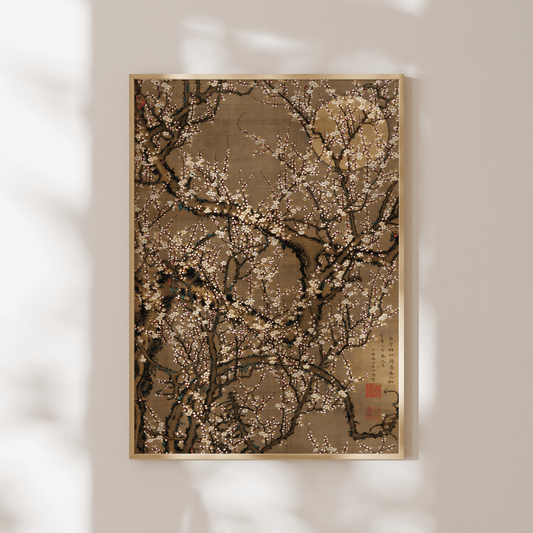 ITŌ JAKUCHŪ - White Plum Blossoms and Moon - Pathos Studio - Art Prints