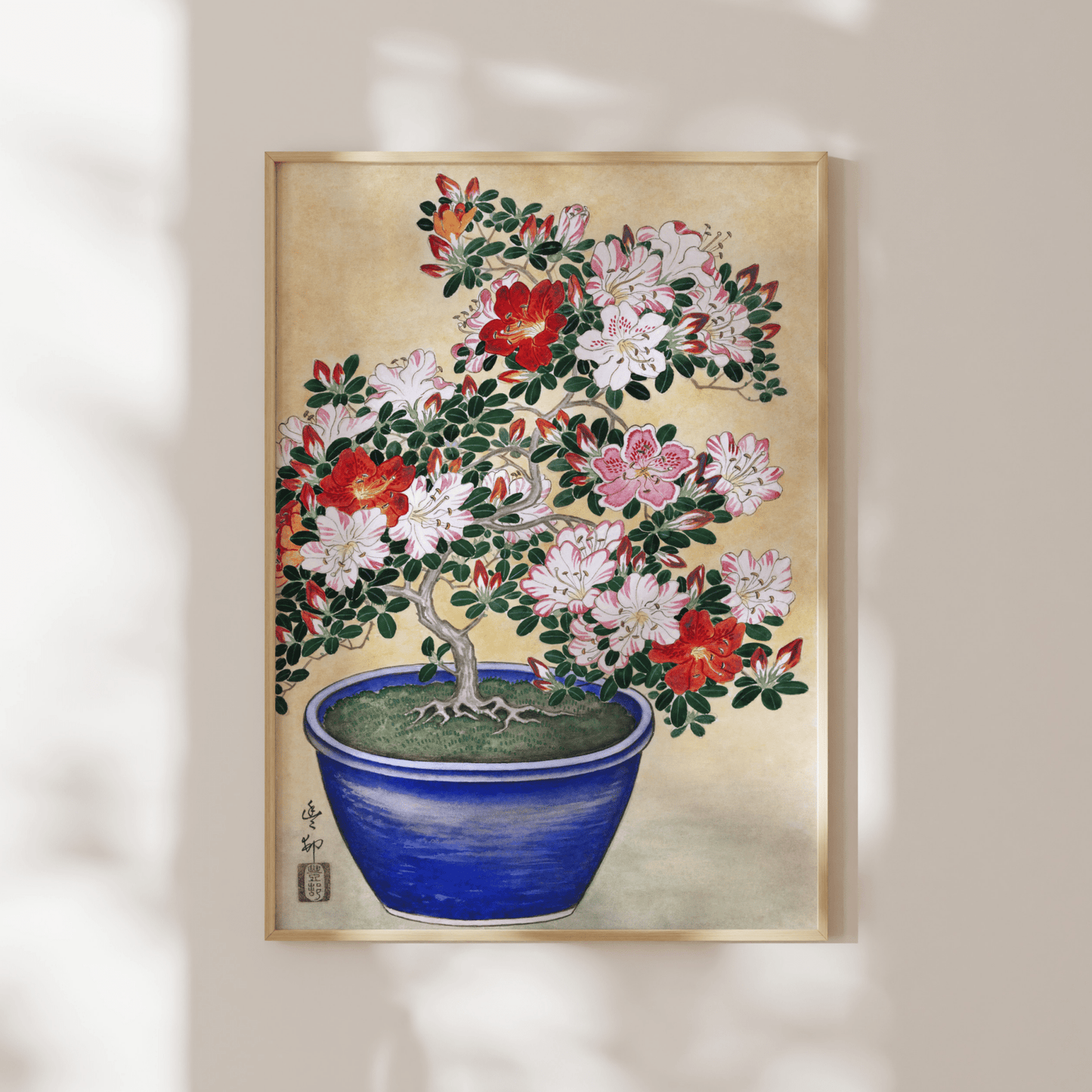 OHARA KOSON - Blooming Azalea in Blue Pot - Pathos Studio - Art Prints