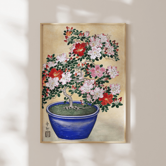 OHARA KOSON - Blooming Azalea in Blue Pot - Pathos Studio - Art Prints