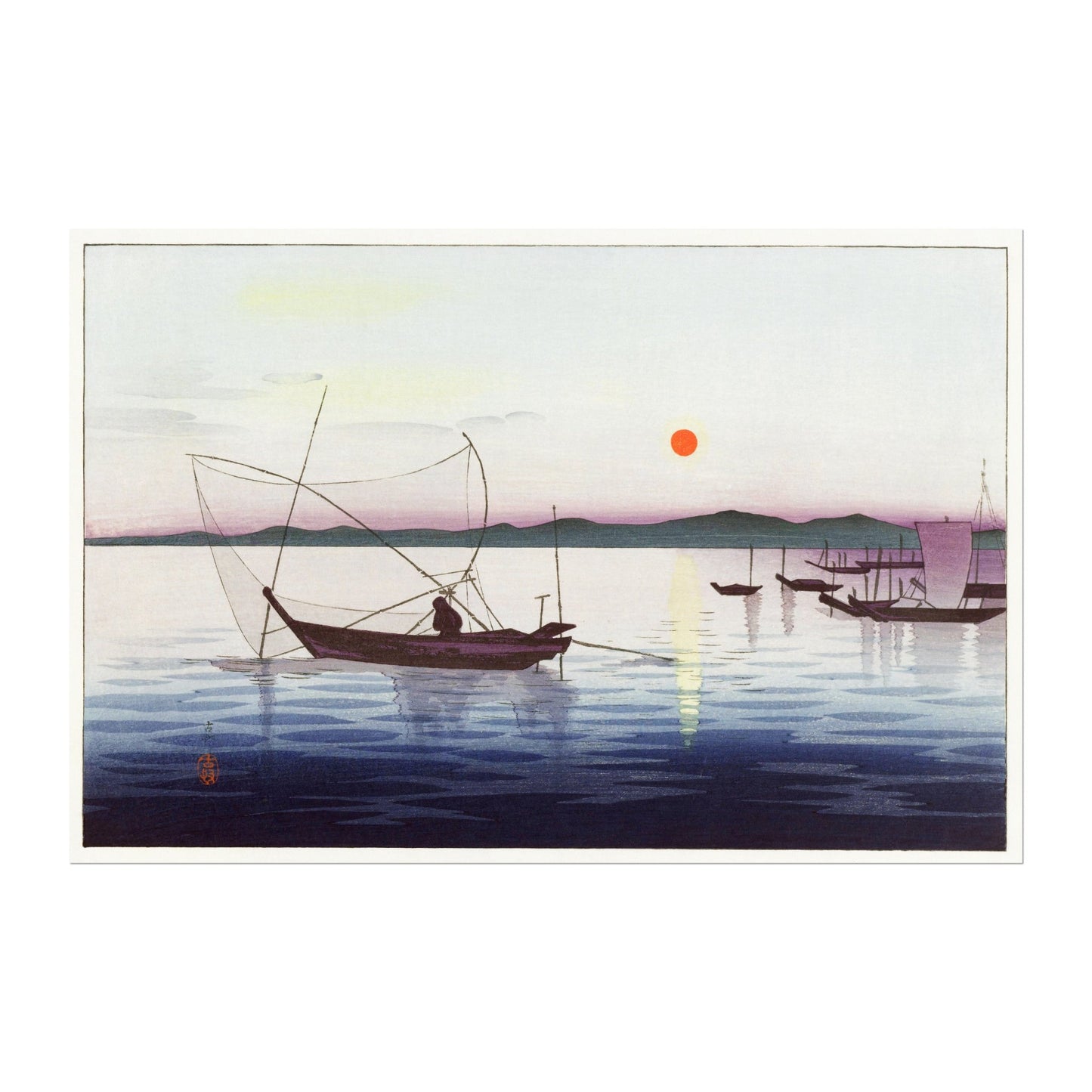 OHARA KOSON - Boats and Setting Sun - Pathos Studio - Art Prints