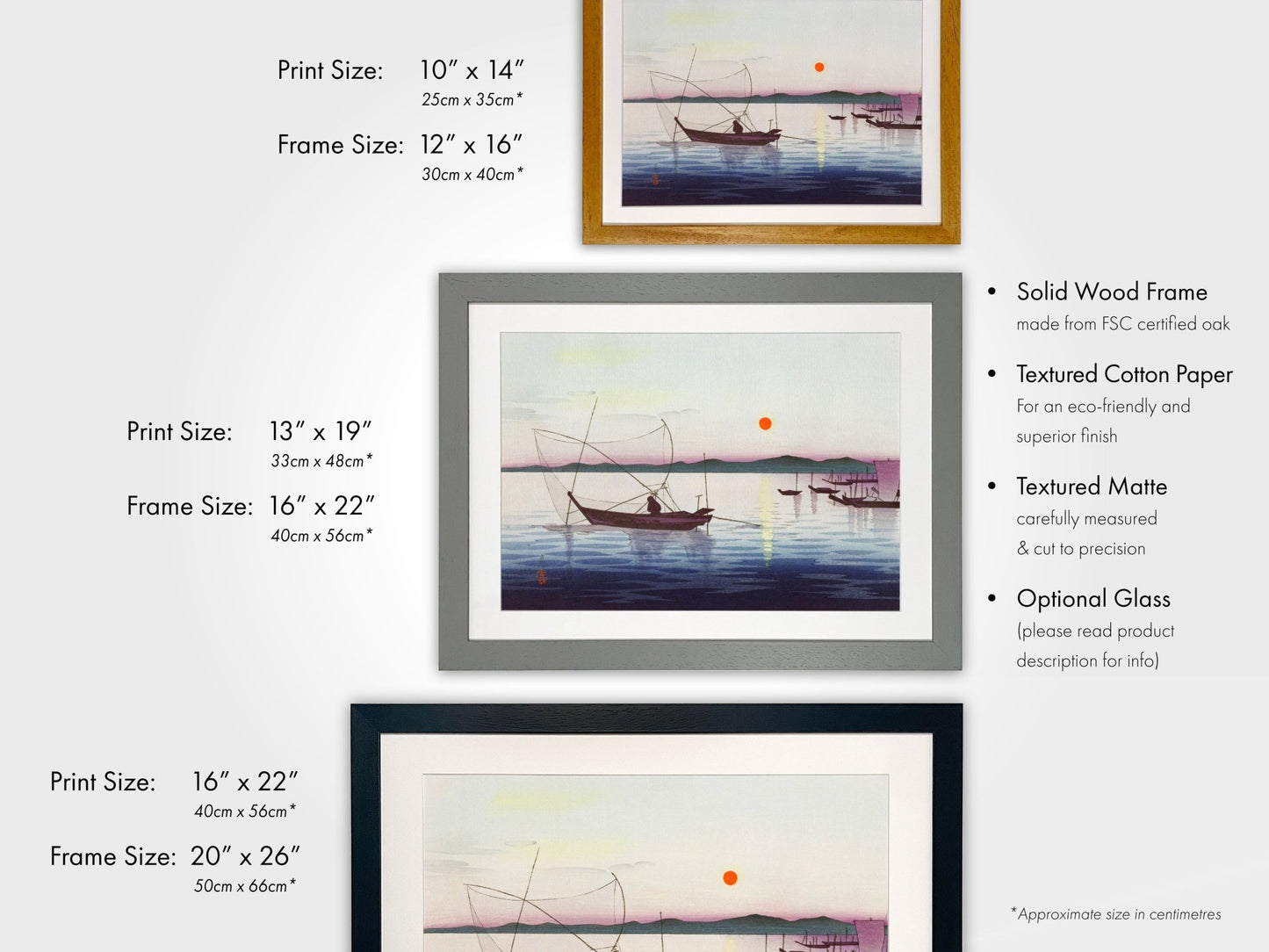 OHARA KOSON - Boats and Setting Sun - Pathos Studio - Art Prints