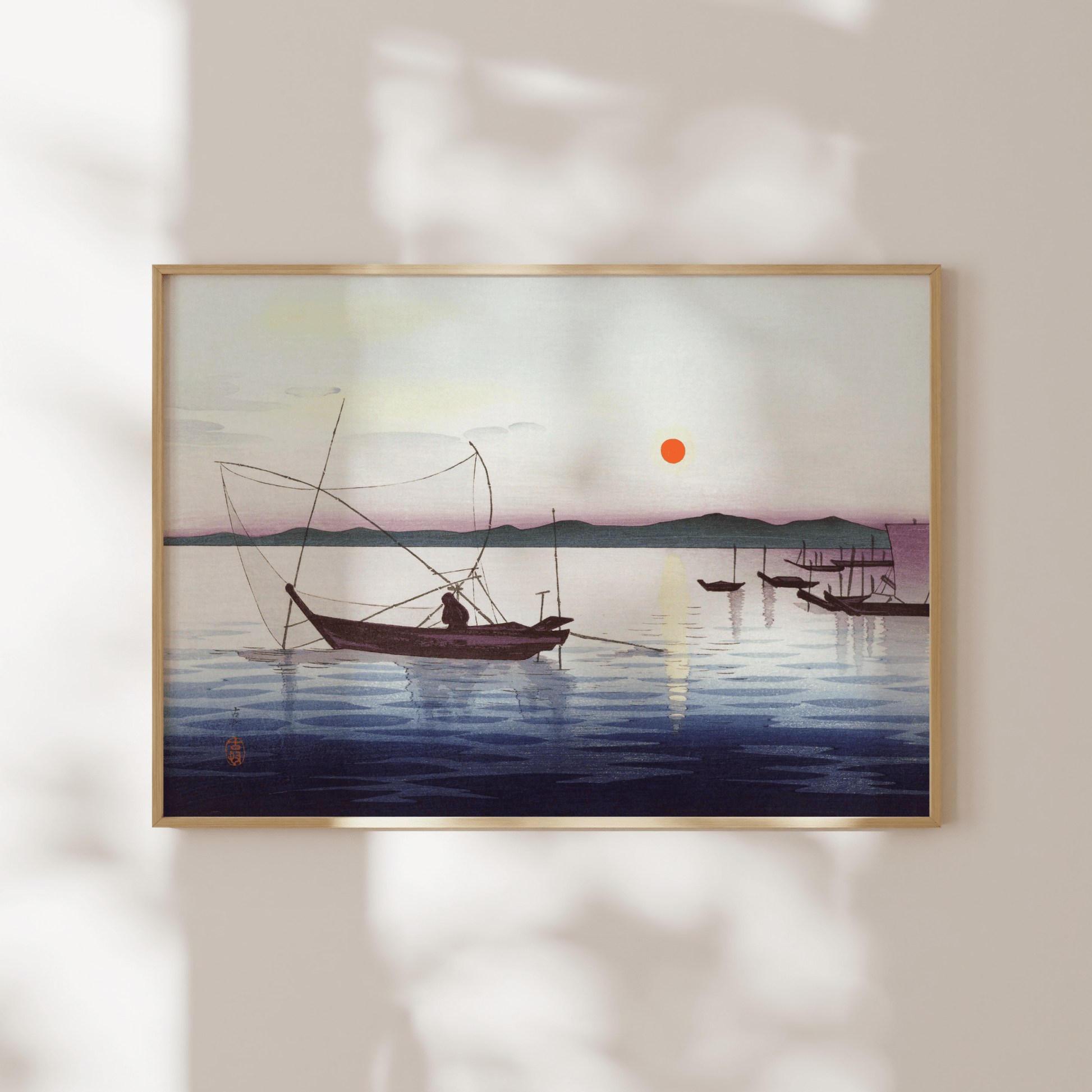 OHARA KOSON - Boats and Setting Sun - Pathos Studio - Art Prints