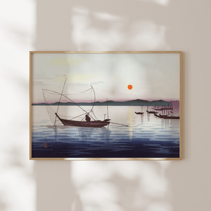 OHARA KOSON - Boats and Setting Sun - Pathos Studio - Art Prints