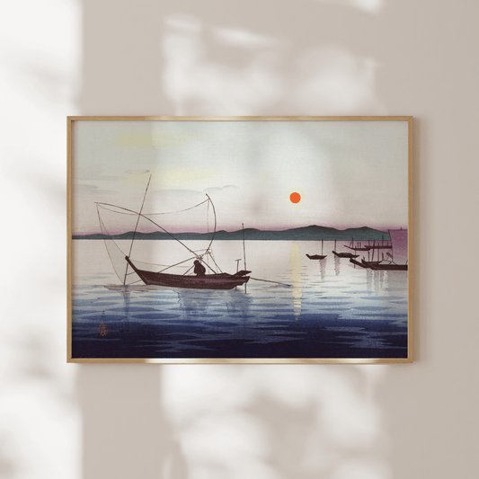 OHARA KOSON - Boats and Setting Sun - Pathos Studio - Art Prints