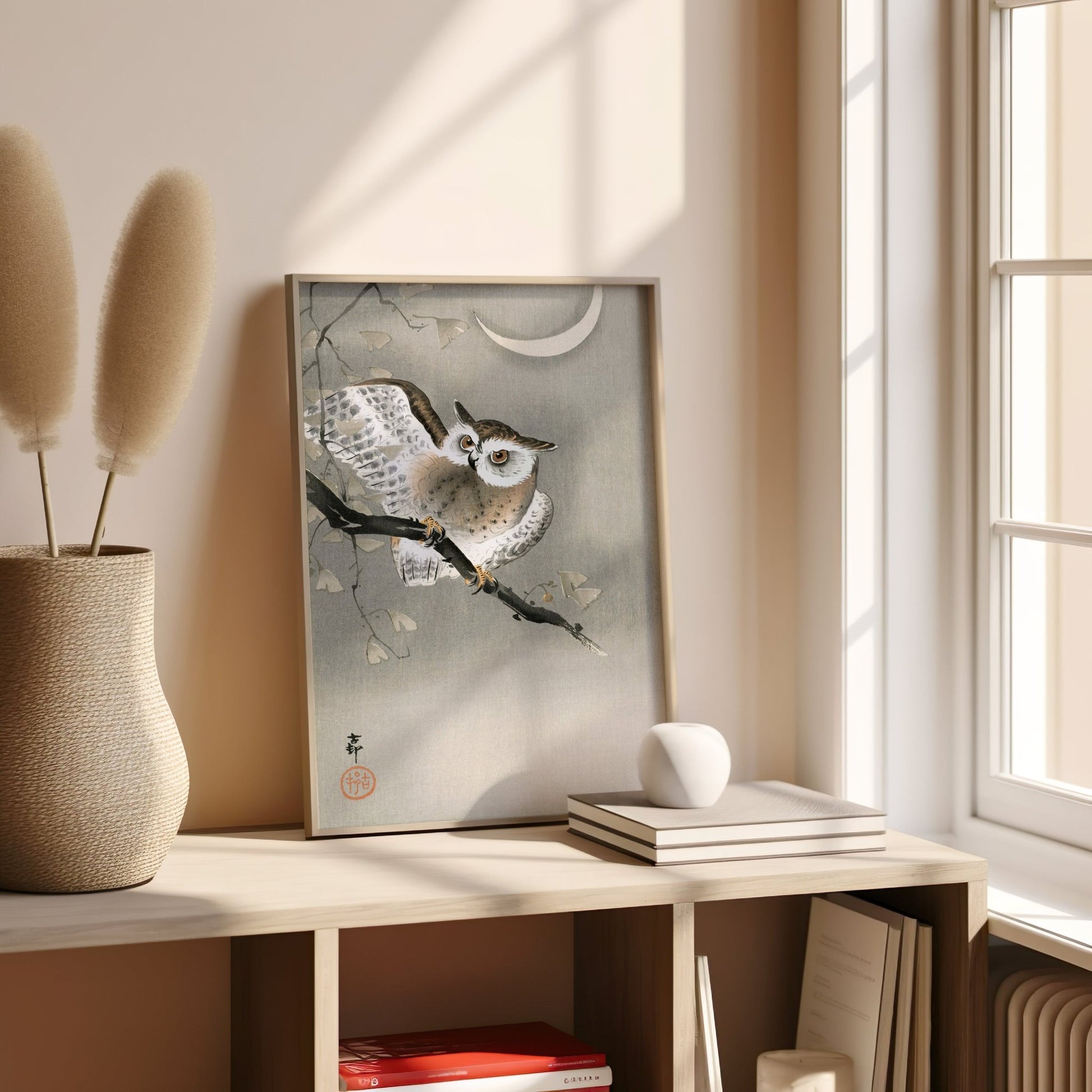 OHARA KOSON - Long Eared Owl in Ginkgo - Pathos Studio - Art Prints