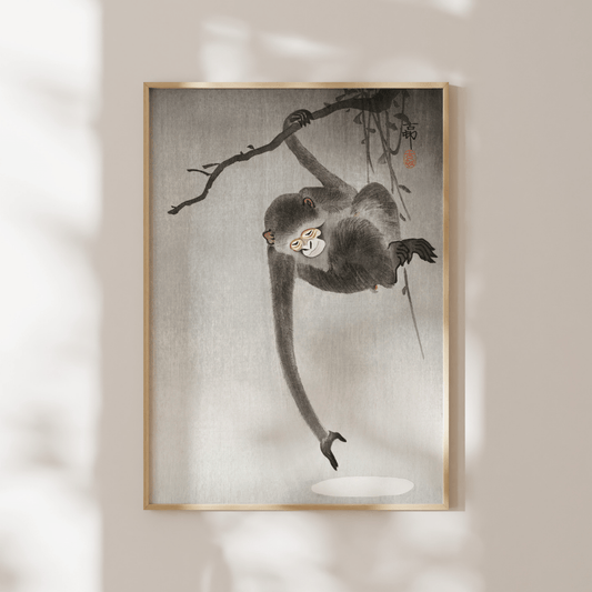 OHARA KOSON - Monkey and Reflection of The Moon - Pathos Studio - Art Prints