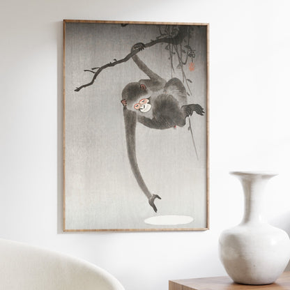OHARA KOSON - Monkey and Reflection of The Moon - Pathos Studio - Art Prints