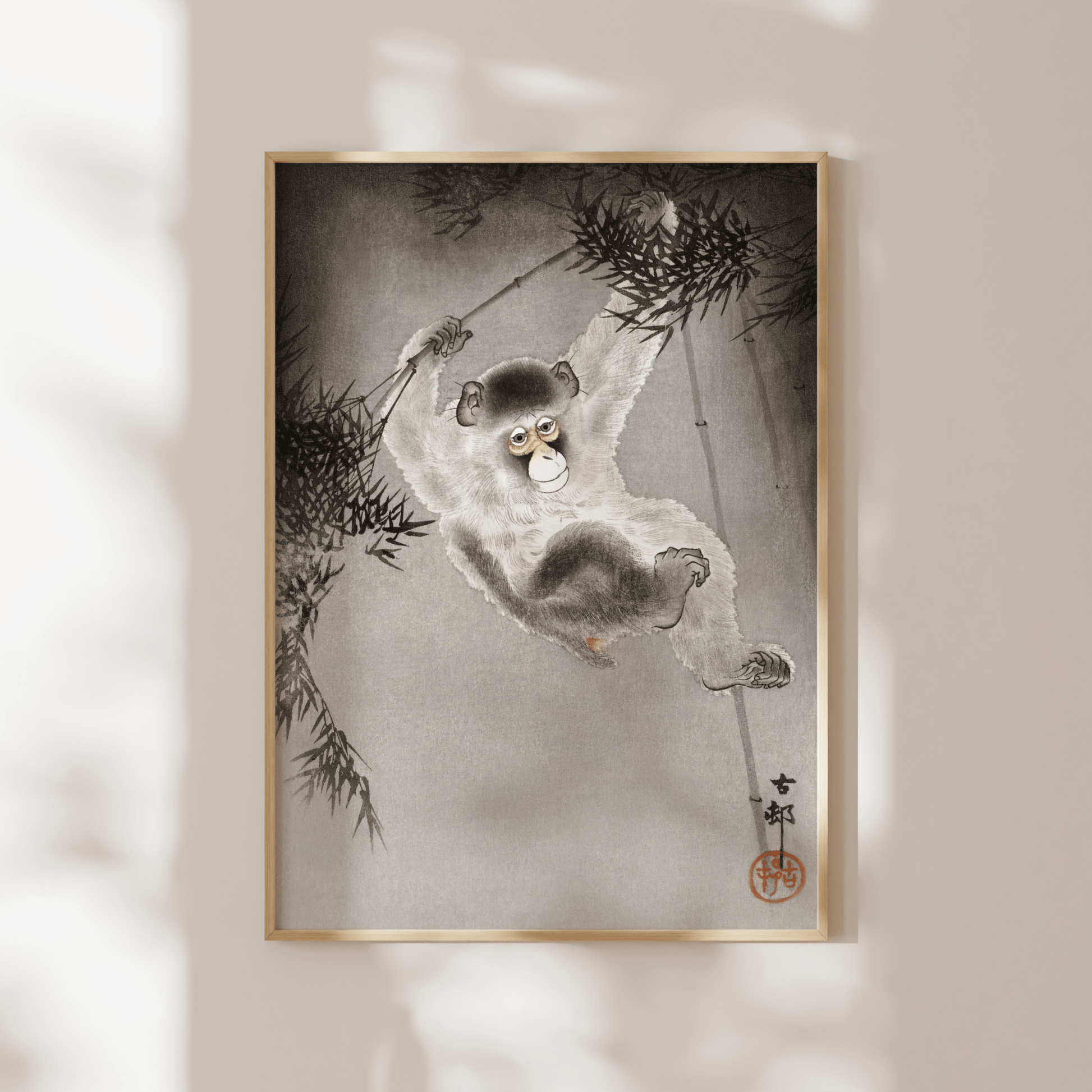 OHARA KOSON - Monkey Hanging From Bamboo Branch - Pathos Studio - Art Prints