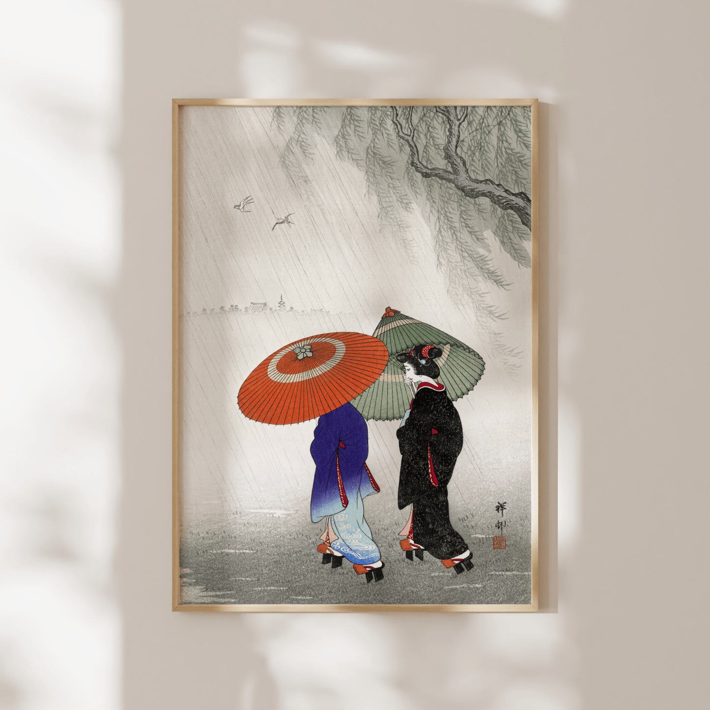 OHARA KOSON - Two Women In The Rain - Pathos Studio - Art Prints