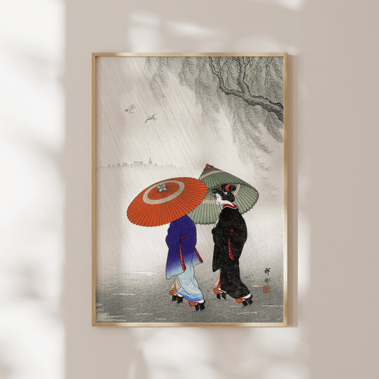 OHARA KOSON - Two Women In The Rain - Pathos Studio - Art Prints