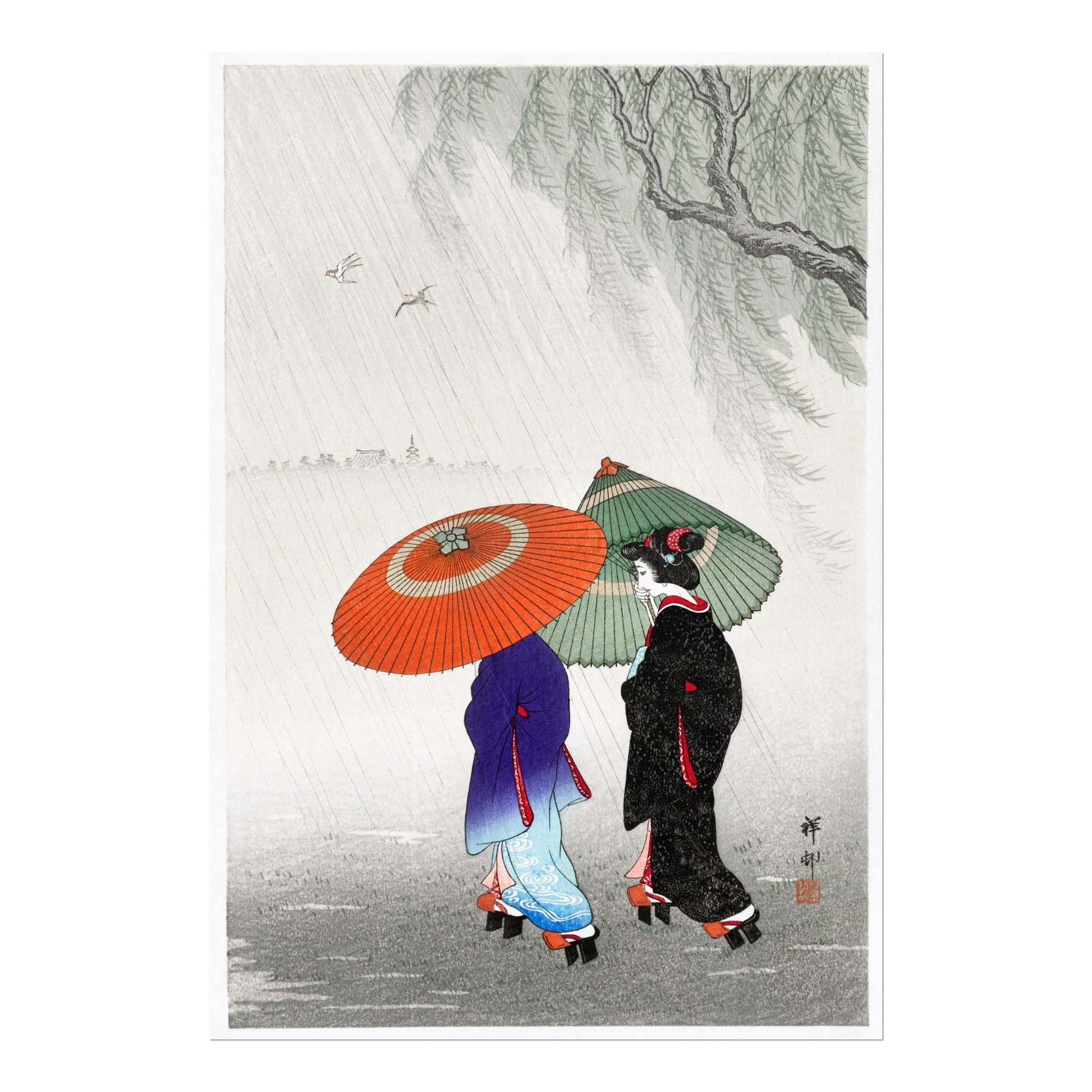 OHARA KOSON - Two Women In The Rain - Pathos Studio - Art Prints