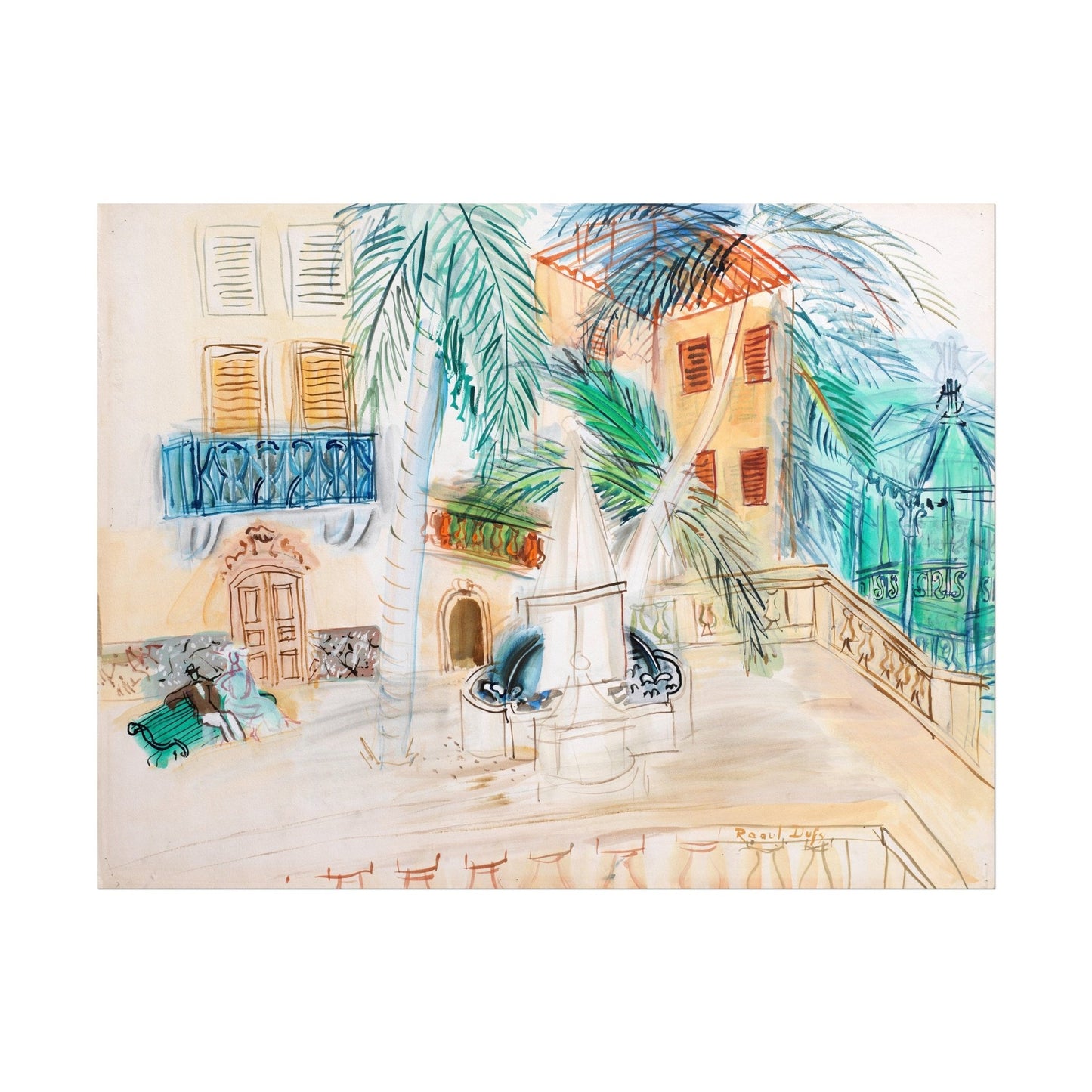 Raoul Dufy - Couple On A Bench, Place d’Hyères | Art Prints | Pathos Studio