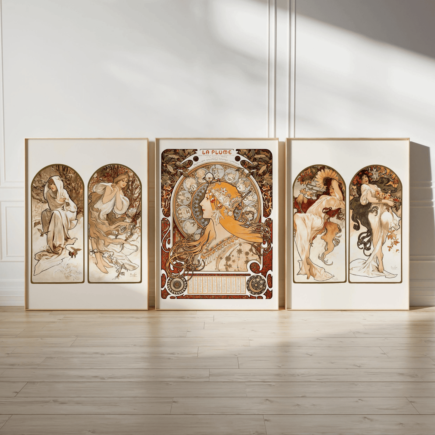 Set of 3 Alphonse Mucha Art Nouveau Prints - Pathos Studio - Art Print Sets