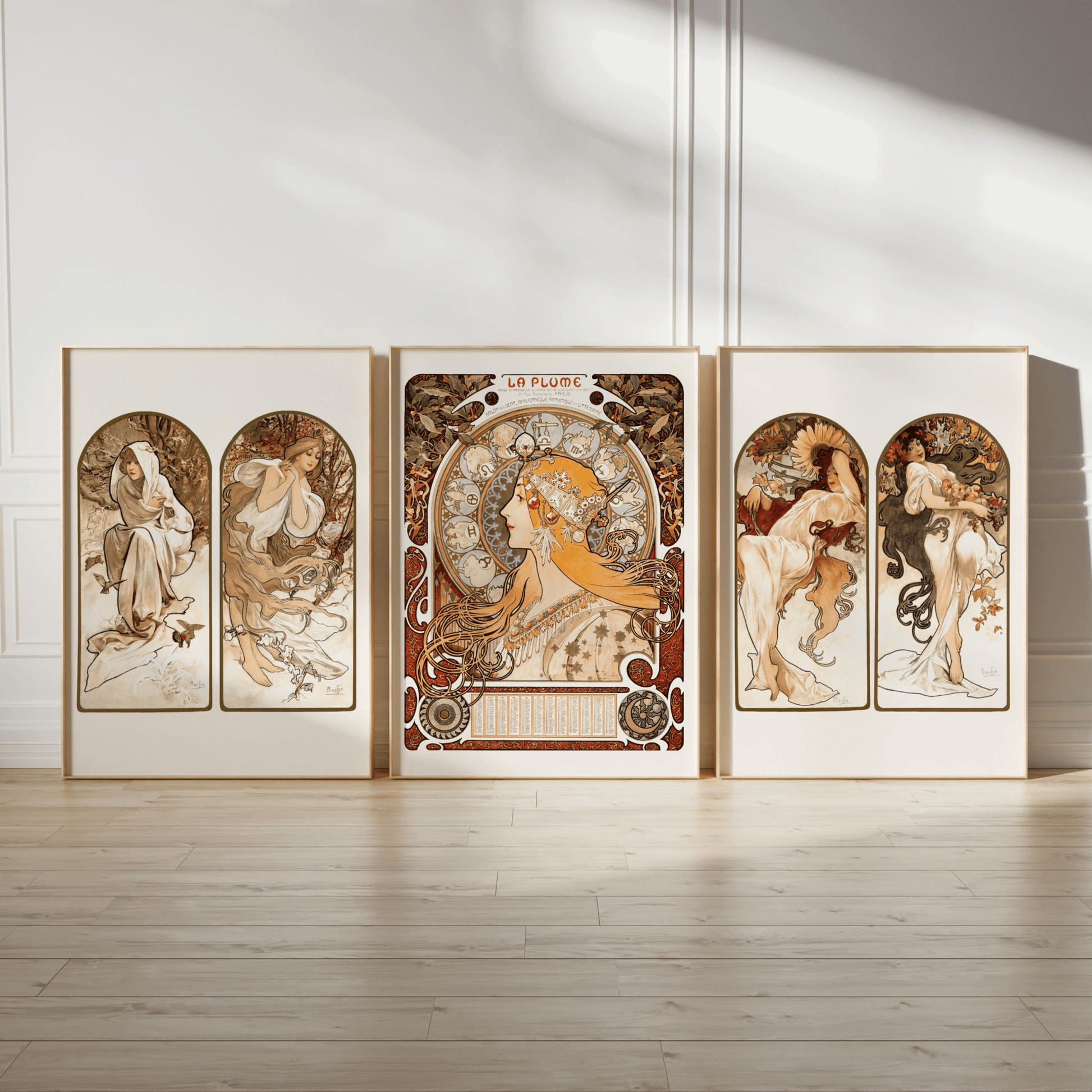 Set of 3 Alphonse Mucha Art Nouveau Prints - Pathos Studio - Art Print Sets