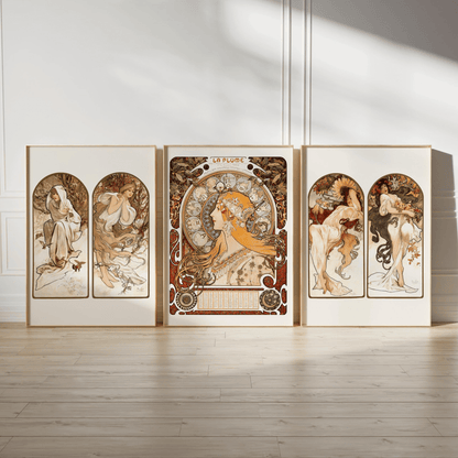 Set of 3 Alphonse Mucha Art Nouveau Prints - Pathos Studio - Art Print Sets