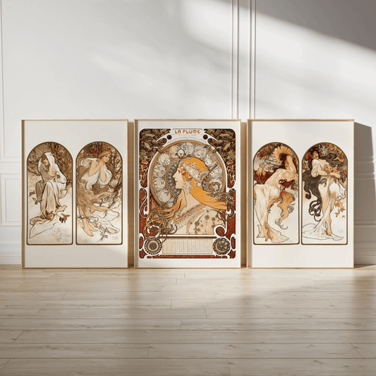 Set of 3 Alphonse Mucha Art Nouveau Prints - Pathos Studio - Art Print Sets